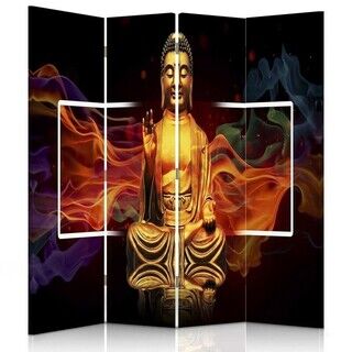 Rumsavdelare Dubbelsidig roterbar, Buddha Guld Abstraktion - (145x170)