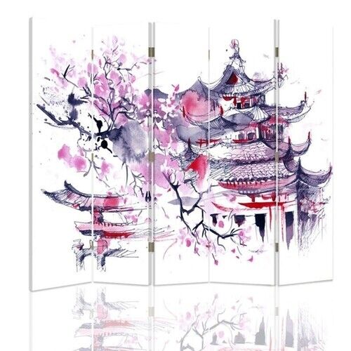 Rumsdelare Dubbelsidig, Japanskt rosa landskap - (180x170)