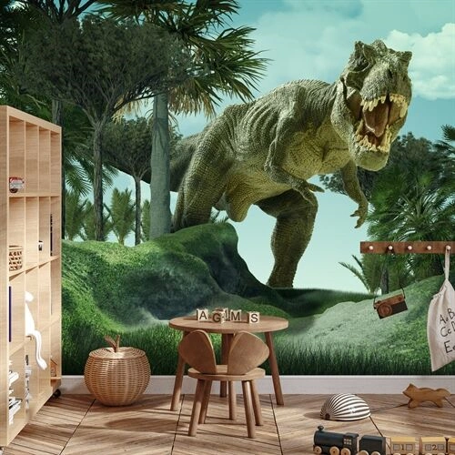 Fototapet Realistisk Dinosaurie I Det Gröna