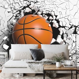 Fototapet Basketboll Som Förstör Muren