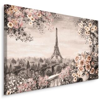 Duk En Blommig Terrass Med Utsikt Över Eiffeltornet