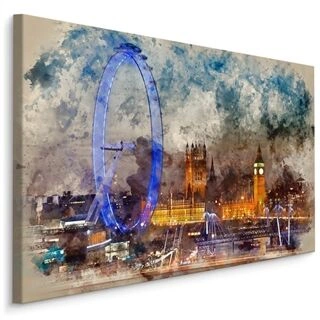 Duk Panorama Över London Målad Med Akvareller