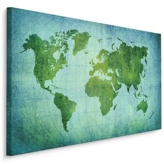 Duk Grön-Blå Världskarta