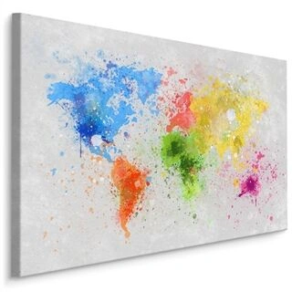 Duk Färgglad Världskarta Målad I Akvarell