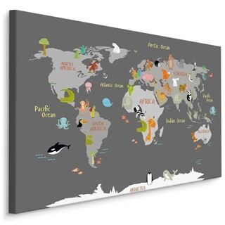 Duk Världskarta Med Djur