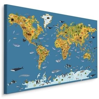 Duk Världskarta Med Djur