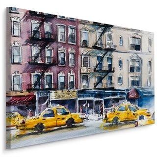 Duk New York Gata Målad Med Akvarell
