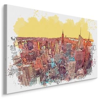 Duk Färgglada New York Skyskrapor Som Målade