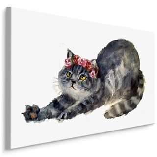 Duk Stretching Katt Målad Med Akvarell