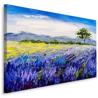 Duk Målning Av Lavendelfält