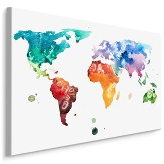 Duk Världskarta I Akvarell
