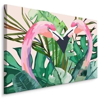 Duk Flamingos Och Tropiska Löv