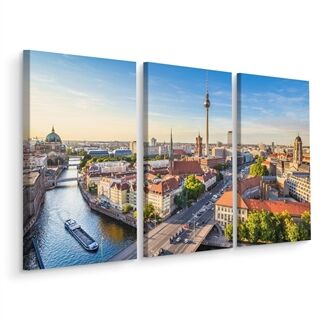 Flerdelad canvas Floden Spree Och En Panoramautsikt Över Berlin