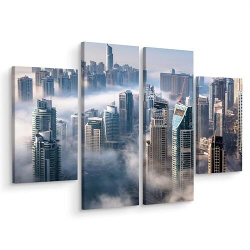 Flerdelad canvas Dubai City Panorama I Dimman