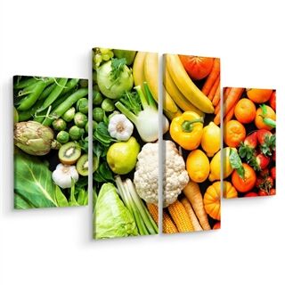 Flerdelad canvas Frukt Och Grönsaker I Regnbågens Färger