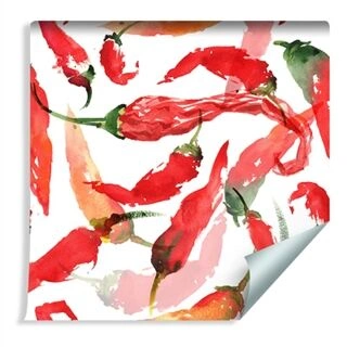 Tapet För Köket - Chilipeppar Målade Med Akvareller