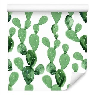 Tapet Akvarell Kaktus Blommor