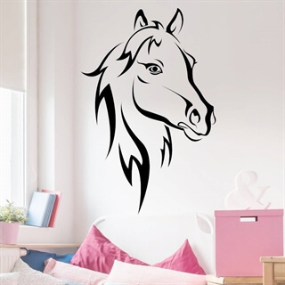 Wallsticker med ett stort hästhuvud i svart 