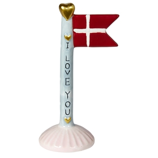 Flagga "I love you" ljusblå H: 14 cm