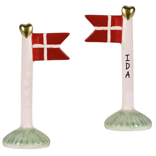 Flagga Beige/ränder H: 14cm keramik