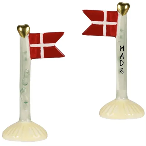 Flagga Beige/ränder H: 14cm keramik