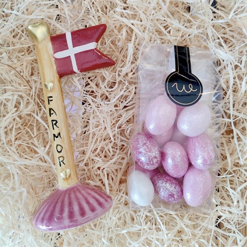 Presentkorg till mamma med ljus och text