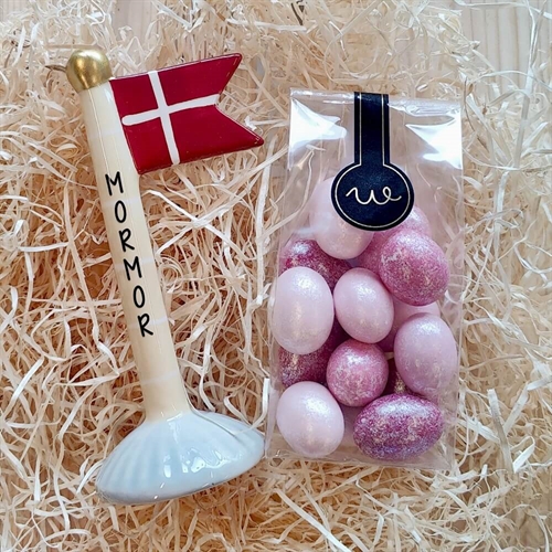 Presentkorg till mamma med ljus och text