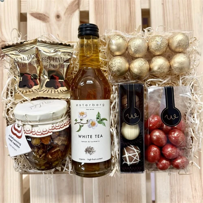 Presentkorg till mamma med ljus och text