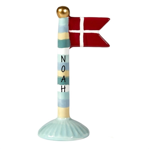 Flagga Randig/ljusblå H: 14 cm keramik