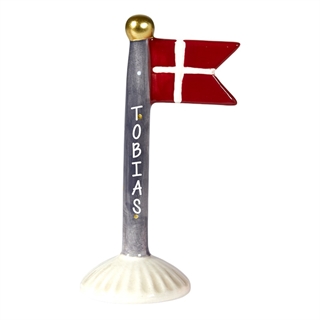 Flagga blå/prickig H: 14cm keramik