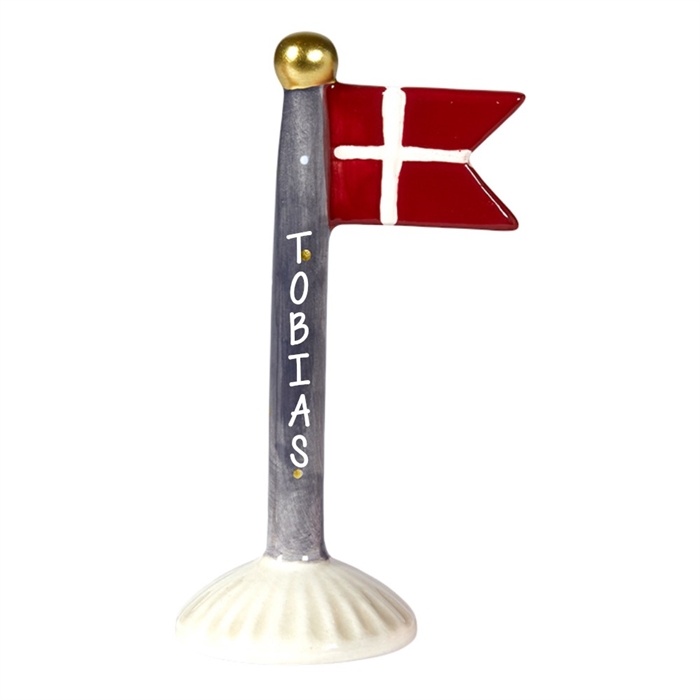 Flagga blå/prickig H: 14cm keramik