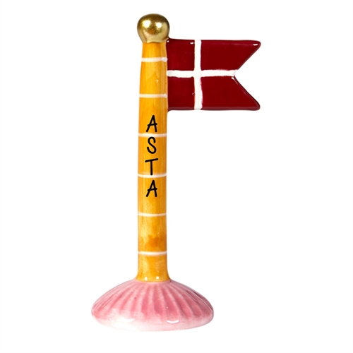 Flagga gul med rosa bas H: 14 cm keramik