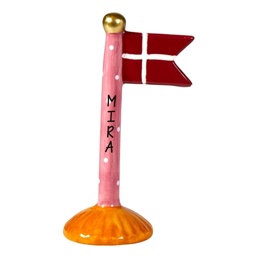 Flagga Rosa med gul bas H: 14 cm keramik