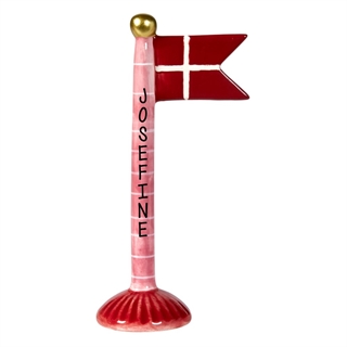 Flagga rosa med röd bas H: 19 cm keramik