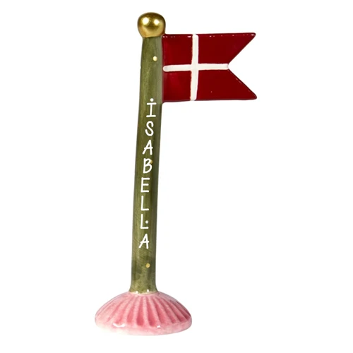 Flagga grön med rosa bas H: 19 cm keramik