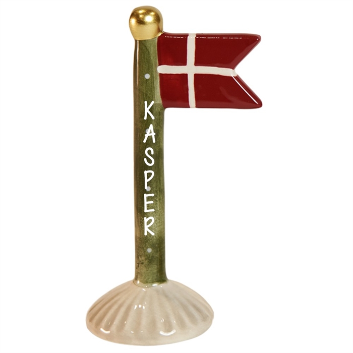 Flagga Grön/prickar H: 14cm keramik