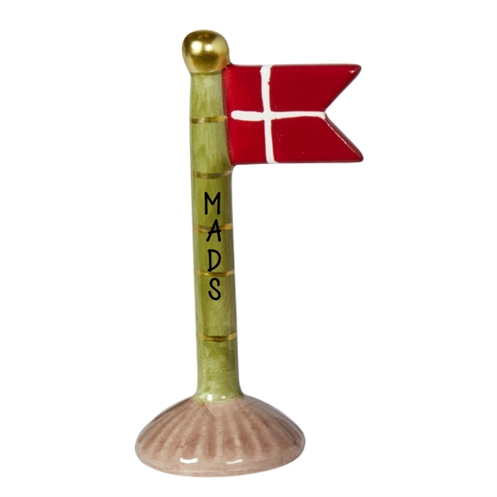 Flagga grön med brun bas H: 14 cm keramik