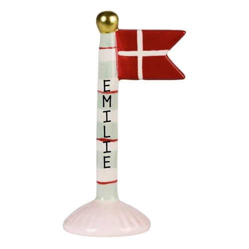 Flagga med röda ränder H: 14 cm keramik