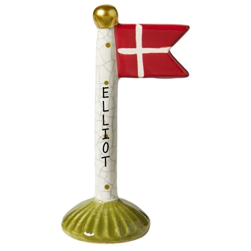 Flagga sprucken med grön bas H: 14 cm keramik