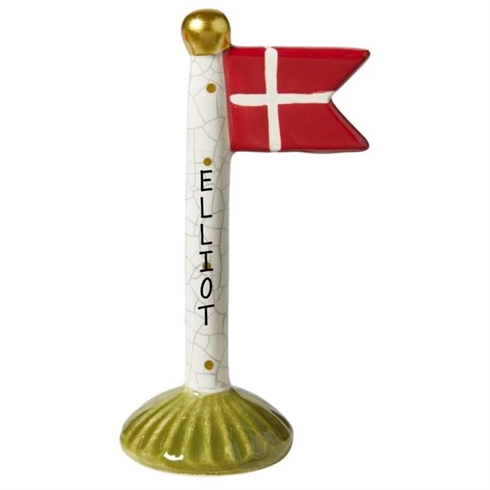 Flagga sprucken med grön bas H: 14 cm keramik