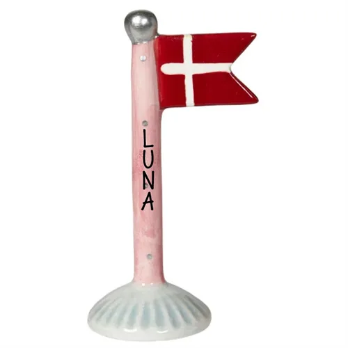 Flagga blå/prickig H: 14cm keramik