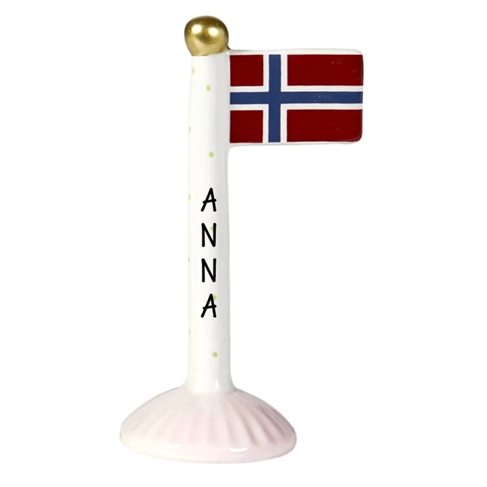 Norsk flagga - Ljus/prickar H: 14cm keramik