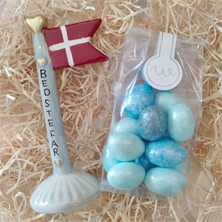 Presentkorg till mamma med ljus och text