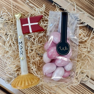 Presentkorg till mamma med ljus och text