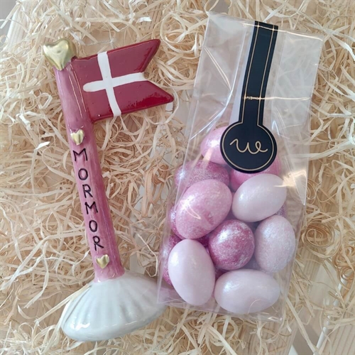 Presentkorg till mamma med ljus och text