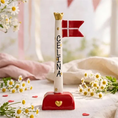 Flagga Randig/ljusblå H: 14 cm keramik