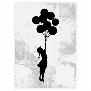 Affisch - Flicka med flygande ballonger av Banksy