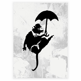 Affisch - Råtta med paraply av Banksy