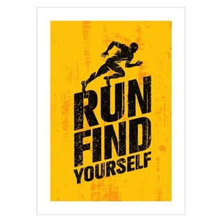 Affisch med sporttext - Spring och hitta dig själv
