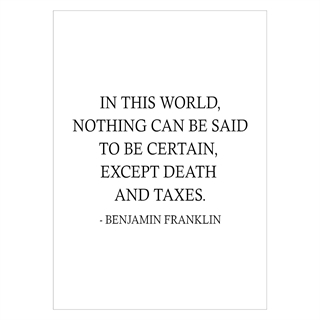 Affisch med citat av Benamin Franklin - In this World